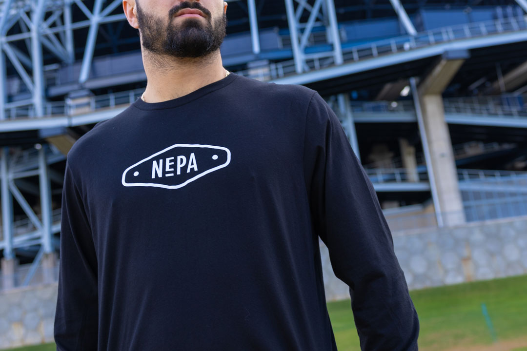 Penn State player Dominic Deluca wearing Black NEPA Badge Long Sleeve