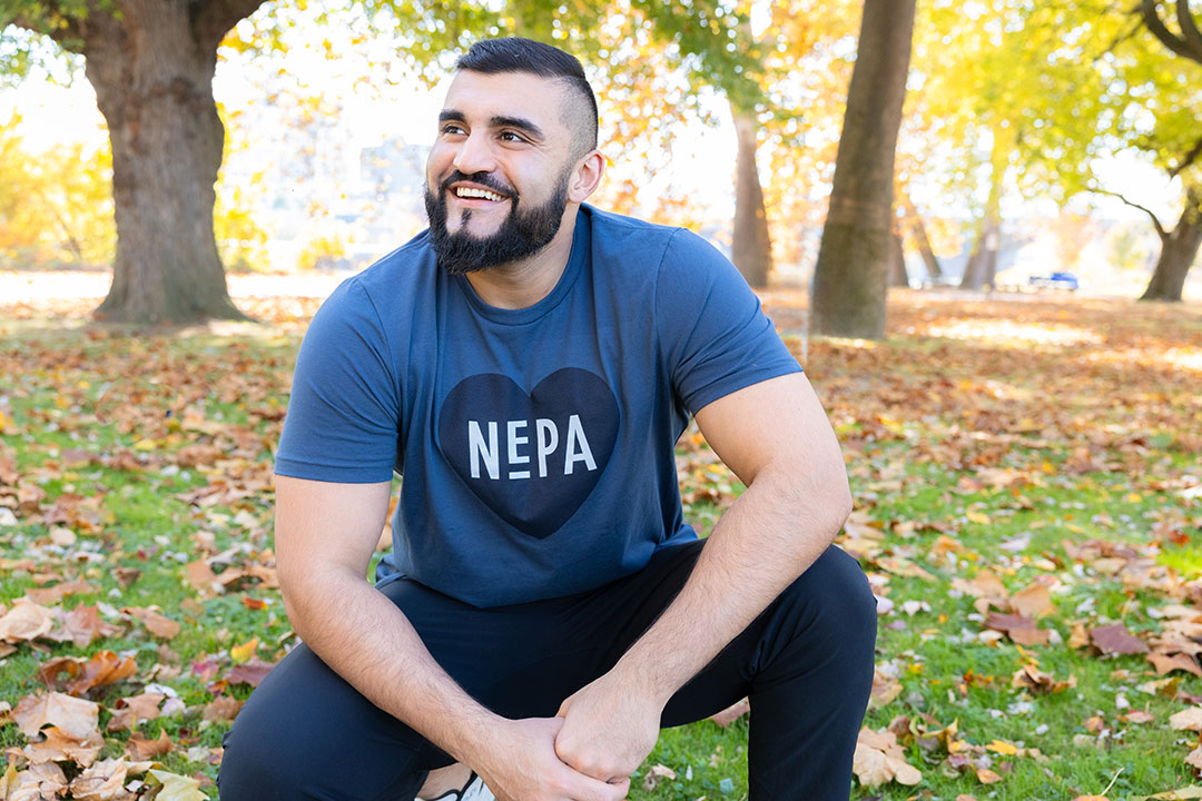 Model wearing Blue Storm Stacked Long Sleeve